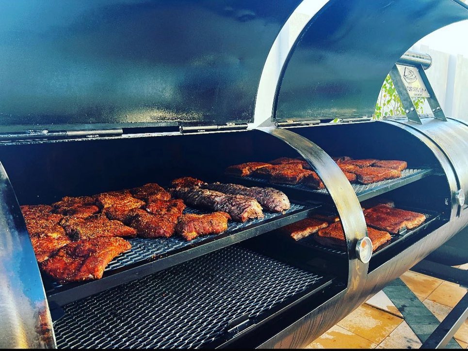 Beavers BBQ Brisbane Offset Smoker Rental Sausages Cooking 5 Hamilton